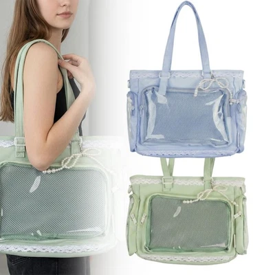 Sac bandoulière polyester transparent résistant pour école et trajets quotidiens - Photo 1/4