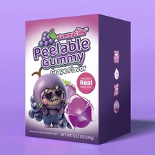 Gummy Glow Grape Peelable Candy 0.51bl Box Real Juice Snack Big size