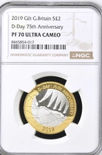 2019 £2 Silver Gilt Two Pound D Day 75th Anniversary NGC PF70 PROOF Britain Coin