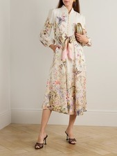 NEW ZIMMERMANN Rebellion Button Down Floral Maxi with Silk Belt Size AU3 L