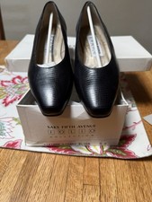 Saks Fifth Avenue Folio Shoe Sz 5b Tiziana Lizard black Leather Vintage New 5b