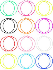 12 Pairs 80S Neon Earrings for Women Retro Colorful Hoop Earrings Pendant for 80