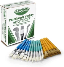 Crayola Paintbrush Variety Classpack - 36 Lg - Multipurpose - 3 Brush Tip Styles