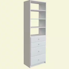 NEW!! SimplyNeu 84" H x 25.375" W White Drawer & Shelving Tower Kit - 680105-WH