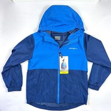 Youth Hooded Jacket Lightweight Two-Tone Blue Size Small 7-8 Eddie Bauer