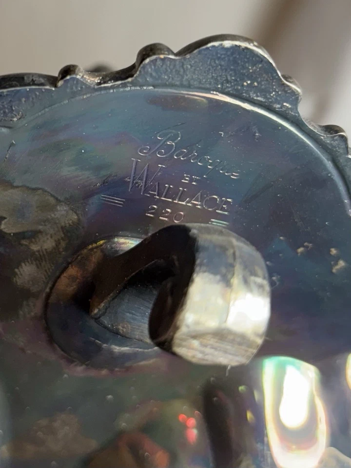 Plato para servir vintage WALLACE barroco plateado 3 secciones conchas #220 Foto 2 de 4