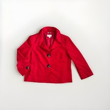 Talbots Women s Sz 14 2 Button Red Wool Spandex Blazer