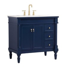 Elegant Decor Lexington 36" Solid Wood Single Bathroom Vanity in Blue