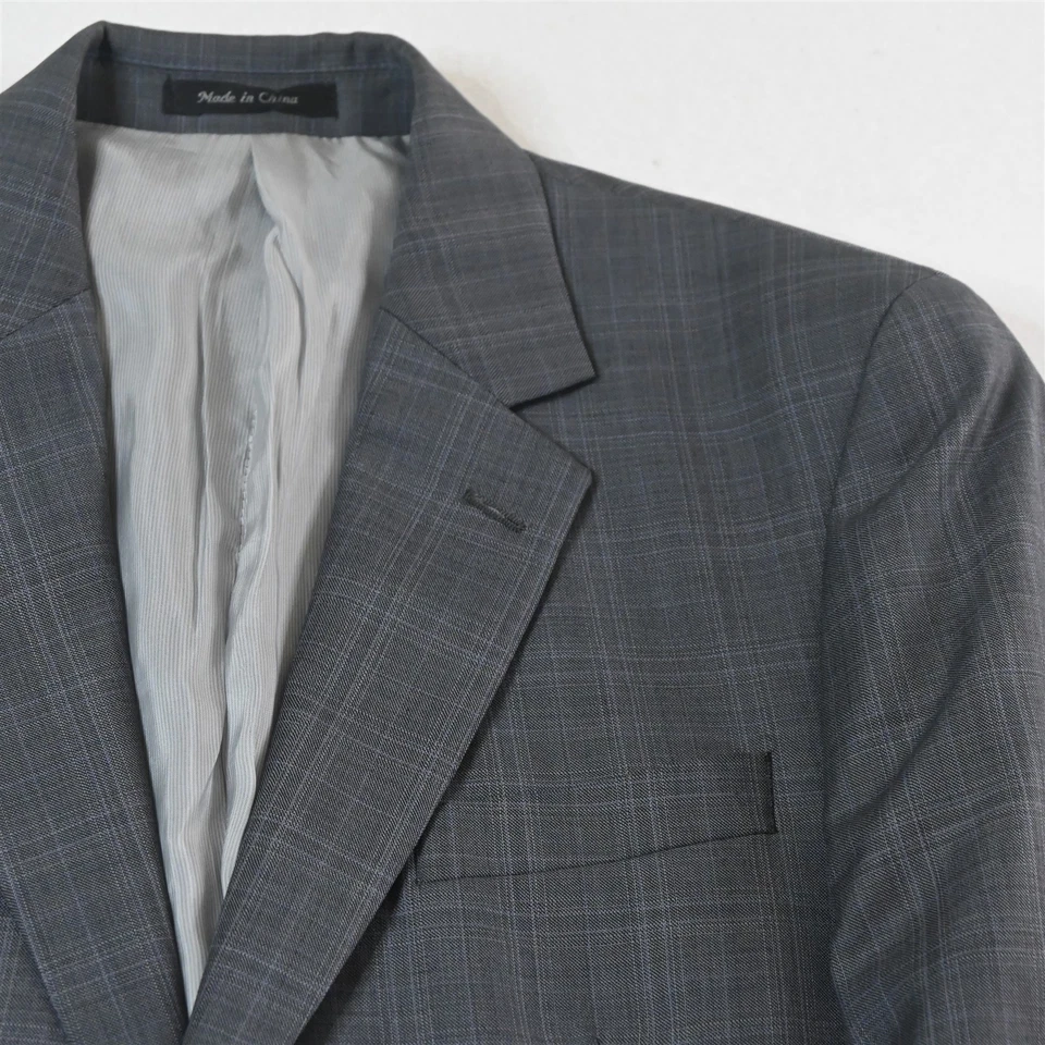 Michael Kors 38S 32x30 Gris PLAID 100% Lana Hombre Chaqueta Pantalones Traje Foto 3 de 4