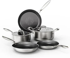 COOKER KING Stainless Steel Cookware Set, Pots and Pans Set Non Stick, Hybrid Ce