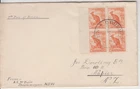 Stamps 1938 Australia 1/2d orange Kangaroo block 4 plain cover FDC Drummoyne