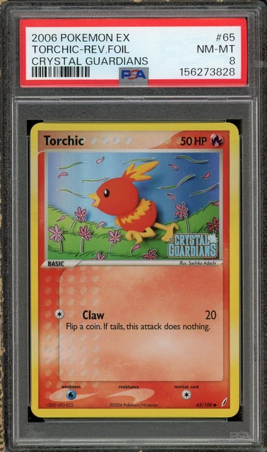 2006 Pokemon Torchic 65/100 EX Crystal Guardians Reverse Holo Foil PSA 8 NM-Mint