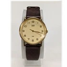 Vintage Timex Quartz Gold Tone Men Classic Watch Brown Leather Band NEW BATTERY