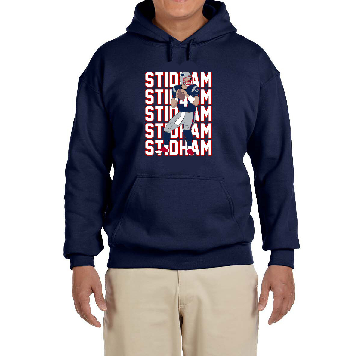 New England Patriots Jarrett Stidham Text Pic Hooded Sweatshirt