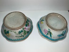 Antique Rare Collectible Beautiful Handmade Crackle 2 Bowls