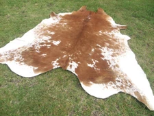 NEW LARGE BROWN & WHITE SPOTED Cowhide Rug natural Cowhides Cow Hide Skin 6X6 WS