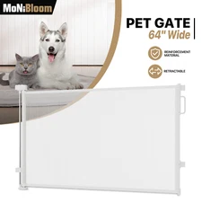 34" Height Pet Dog Gate Retractable Baby Safety Barrier Mesh Stair Doorway Fence