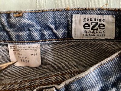 Vtg Mens Genuine EZE Basic Classic Fit Rugged Distressed Denim