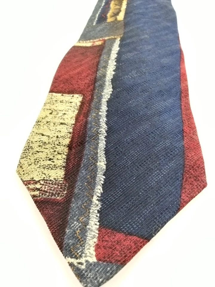 Nueva corbata vintage Bugatti para hombre años 90 abstracta 100 % seda italiana hecha en EE. UU. Foto 2 de 4