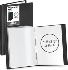 Dunwell Small Presentation Book 5.5X8.5" (2-Pack, Black), 24 Pockets Display 48