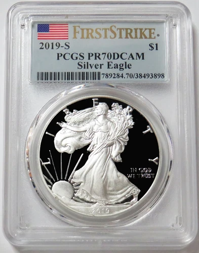 2019 S AMERICAN SILVER EAGLE $1 PROOF 1 oz COIN PCGS PF 70 DCAM FIRST STRIKE