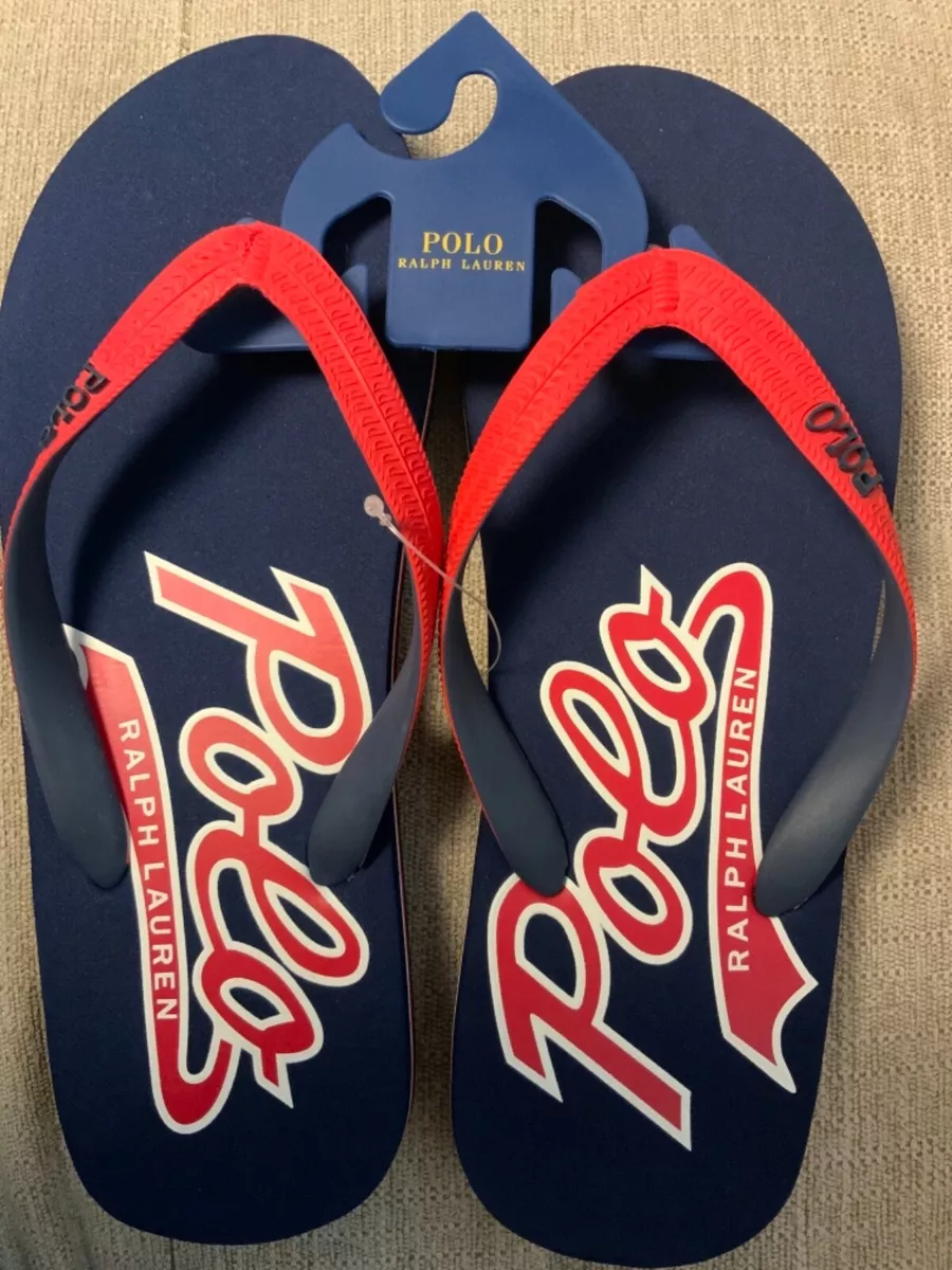 Polo Ralph Lauren POLO LOGO thong flip flops Sz 12D USA NWT Nh