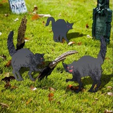 Halloween Black Cat Silhouette Yard Decorations Sold as set or individual 