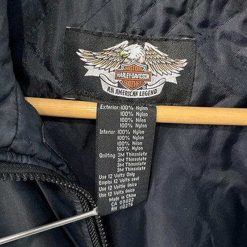 Harley Davidson Heated Vest Wired Black Nylon Full Zip Mens Small Moto READ - Picture 10 of 13