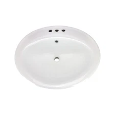 Canal Oval Shaped Drop-In 3-Hole Bathroom Vanity Sink 22-1/8" X 18-7/8" White