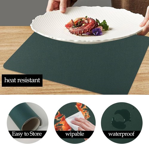 Set of 4 Leather Placemats Dining Table Mats Kitchen Heat Resistant Pad Non-Slip - Picture 5 of 52