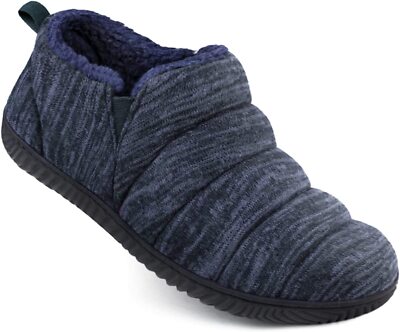 Mens Cozy Memory Foam Slippers Fuzzy Fleece Lined Indoor and Outdoor House Shoes