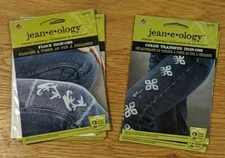 NEW PLAID Jean-E-Ology Iron-On Light Blue Flocked Bird Silvery Foil Leaf