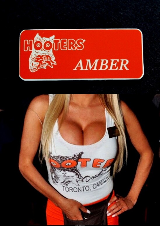 Hooters Uniform Amber Name Tag Pin Back Dress Up  Costume Extra