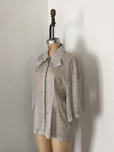 Xiao Studio Floral Silk Blouse foldover collar M, MNZ, La Garconne - Picture 5 of 7