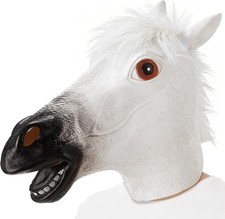 White Horse Mask, Full Head Animal Costume for Halloween