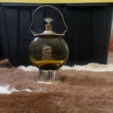 Vintage Amber Colored Glass Decanter With A Nautical Theme 9 1/2x 5 1/2 Inches