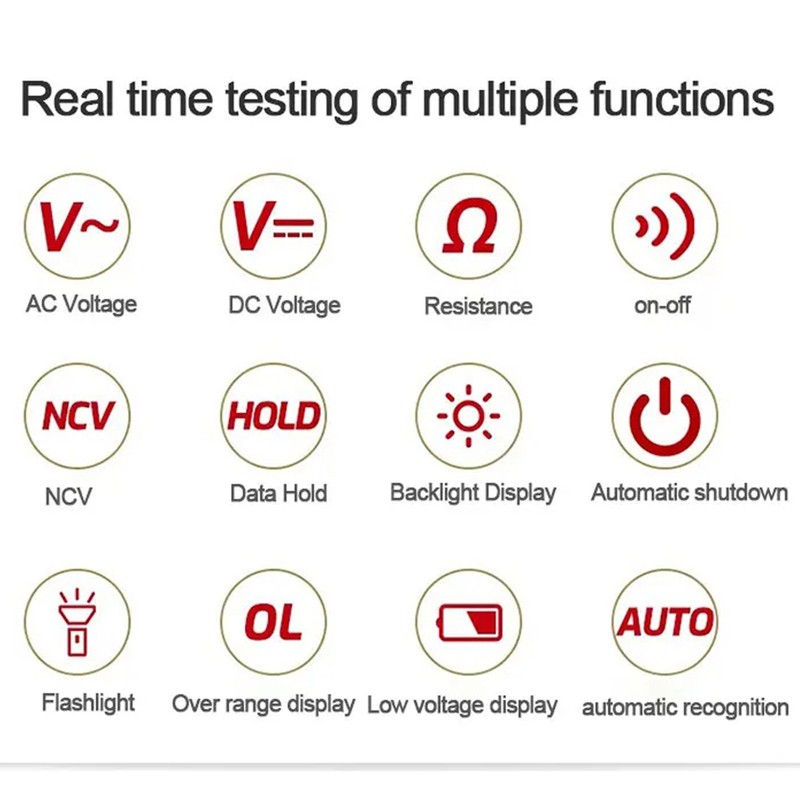 ZL-112 Digital Multimeter AC/DC V A Ohm NCV Flashlight Portable LCD Tester