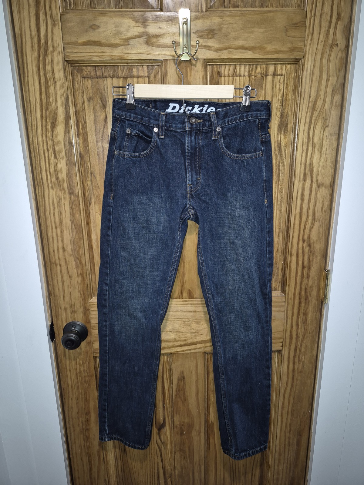 Dickies Slim Fit Dark Blue Denim Straight Jeans Medium Wash 
