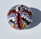 Vintage Murano Millefiori Paperweight Art Glass Multicolored Canes Italian
