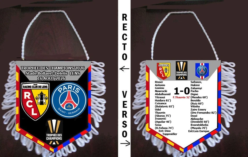 fanion football trophee des champions 2026 RC LENS VS PSG PARIS - Photo 1/1