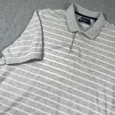 CREMIEUX  Polo Shirt Mens XL EXTRA Large Gray White Striped Supima Cotton Soft