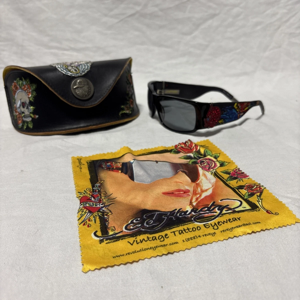 Ed Hardy vintage Live to Ride sunglasses set with case vintage Ed Hardy sunglasses / Christian Audigier... | Depop main image 4