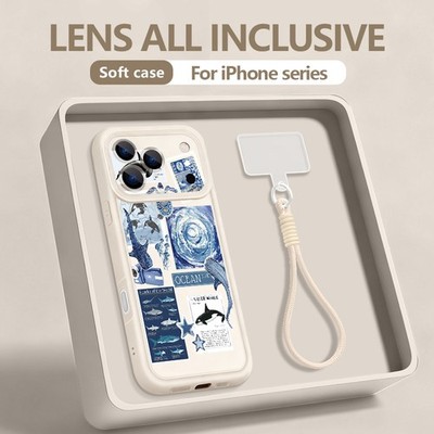 Haifisch-Hülle für iPhone 16 17 Pro Max 17E 15 14 13 11 Handschlaufe Soft-Schutz