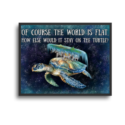 Flat Earth Poster, Fantasy Art, Discworld Inspired Print, The Great Atuin