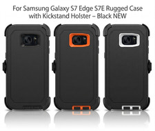 Funda resistente con funda de soporte para Samsung Galaxy S7 Edge S7E - Negra NUEVA