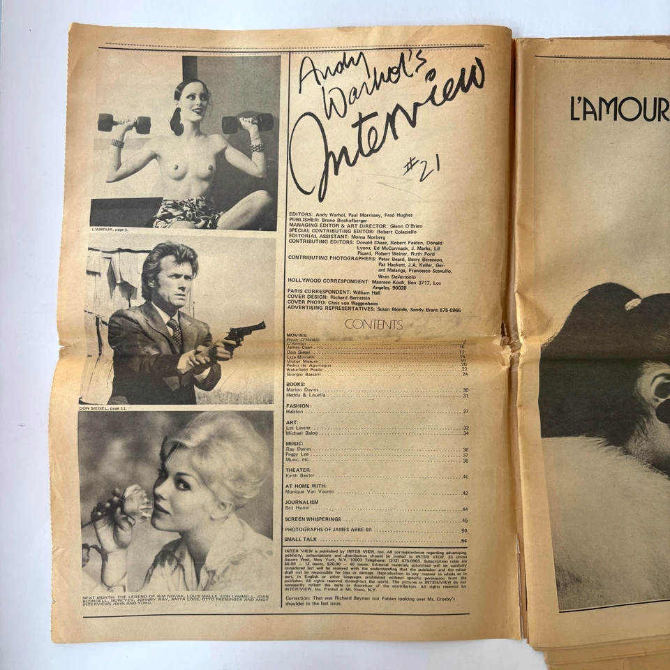 ANDY WARHOL'S INTERVIEW MAGAZINE May 1972 Liza Minnelli, Halston, Ray Davies - Image 4 of 4