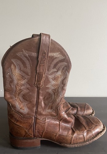 Dan Post Western Boots Mens 10 D Akers Leather Square Toe Cognac DP4904