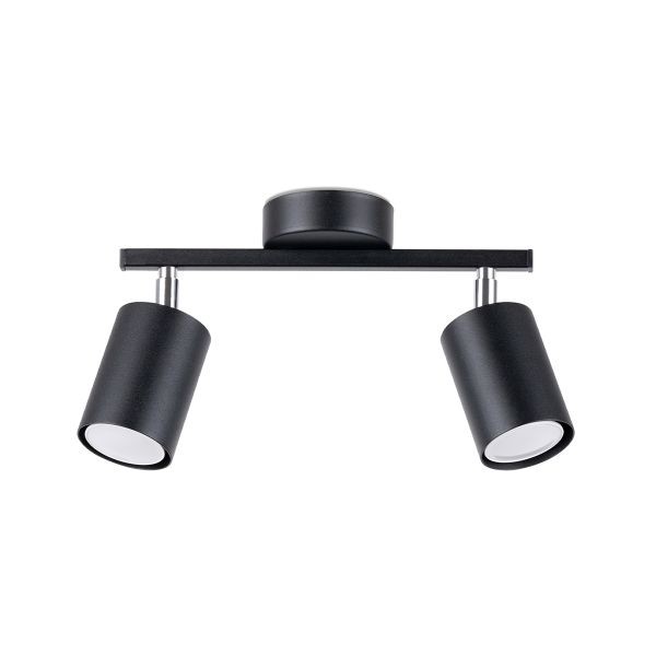 Plafonnier acier noir GU10 spot de plafond bicolore Lemmi double