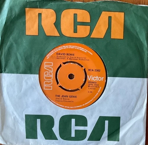 DAVID BOWIE - THE JEAN GENIE ORIGINAL UK 7” RCA SINGLE NEAR MINT CONDITION