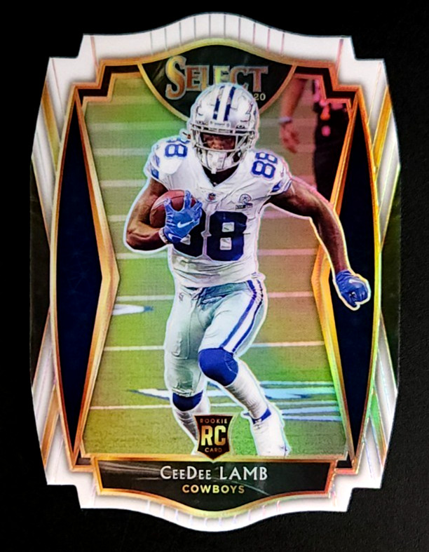 CeeDee Lamb RC Panini 2020 Select White Prizm DieCut Premier Level Rookie SP